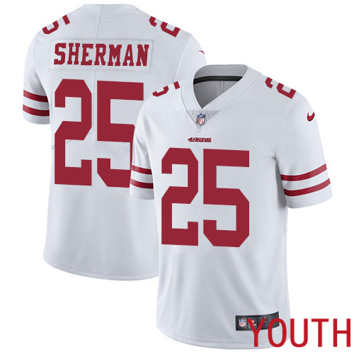 San Francisco 49ers Limited White Youth Richard Sherman Road NFL Jersey #25 Vapor Untouchable->youth nfl jersey->Youth Jersey